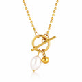 collar con enlace medio con perla