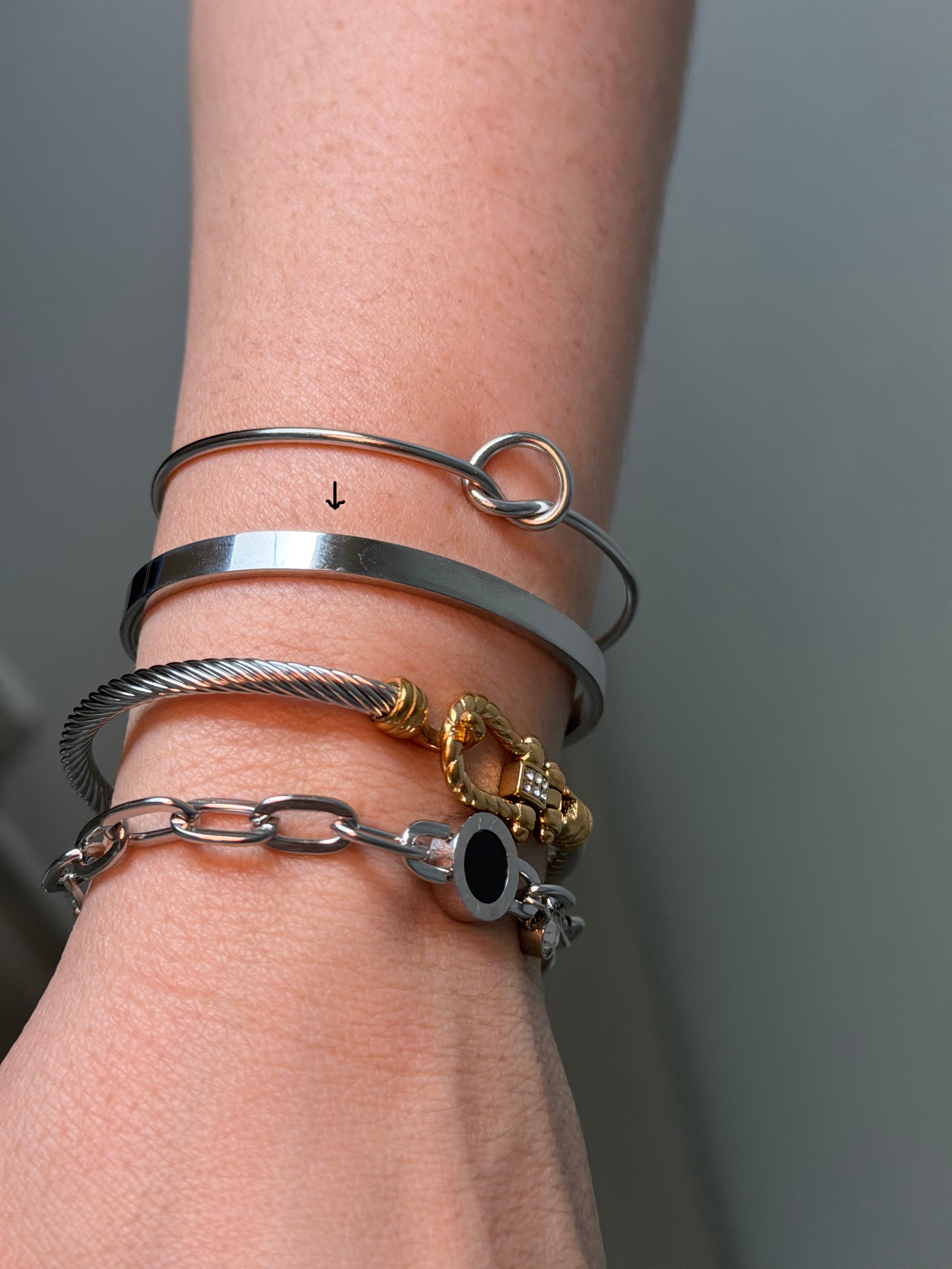 Pulsera plateado abierta