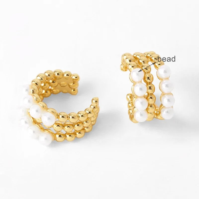 Ear cuff perlado doble